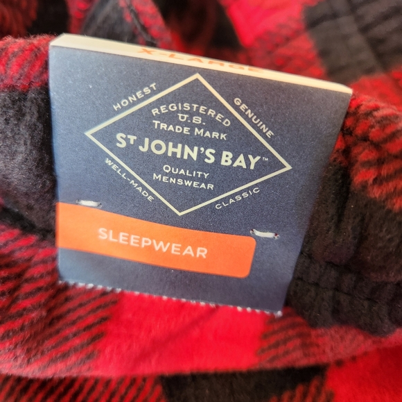 St. John's Bay Flannel Pajama Pants Men XL Red Buffalo Plaid Check Sleep Lounge - Picture 4 of 7